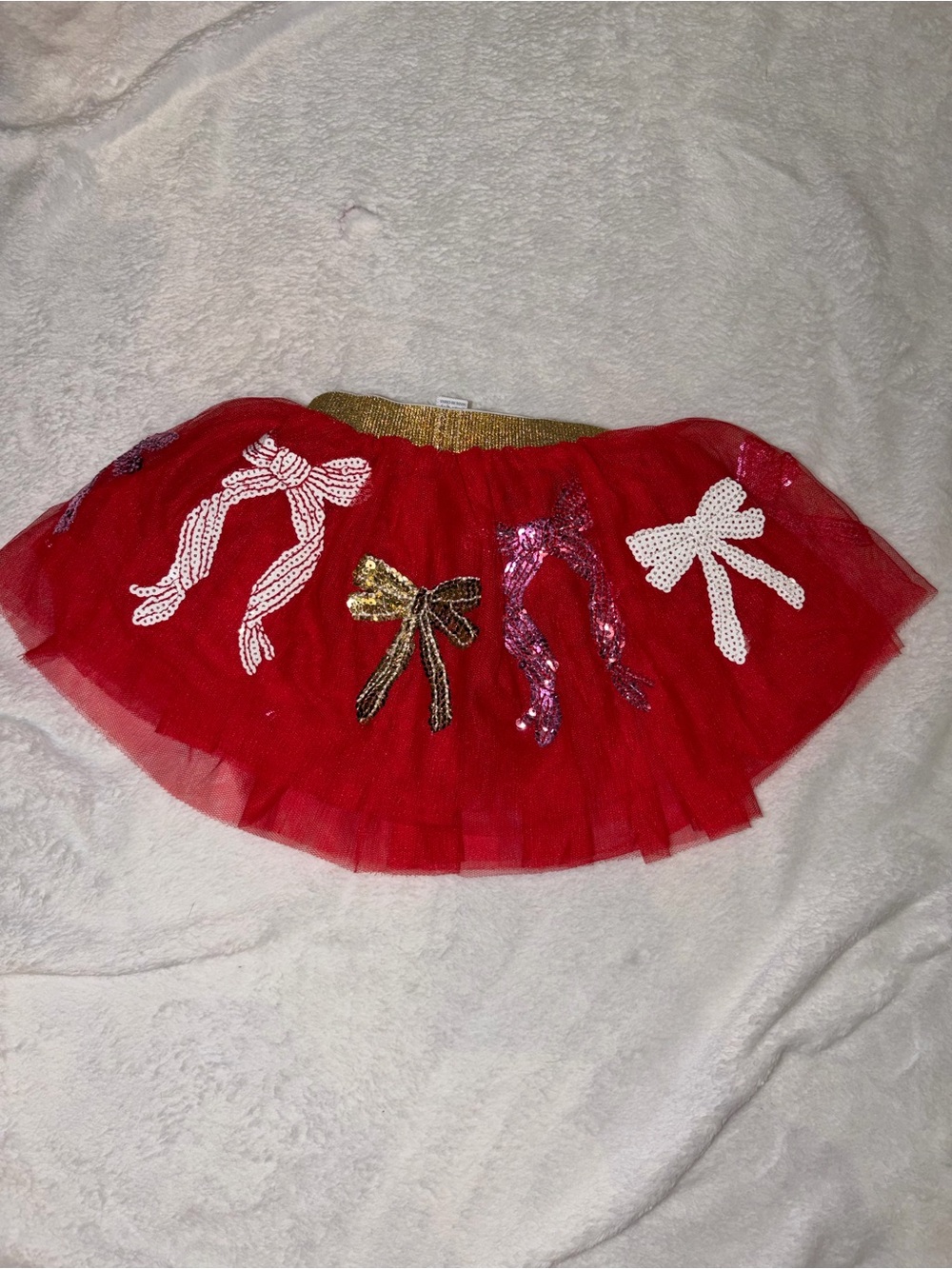 Baby Girl Toddler Ballerina Red Tulle Bow Embellished Skirt Holiday Christmas